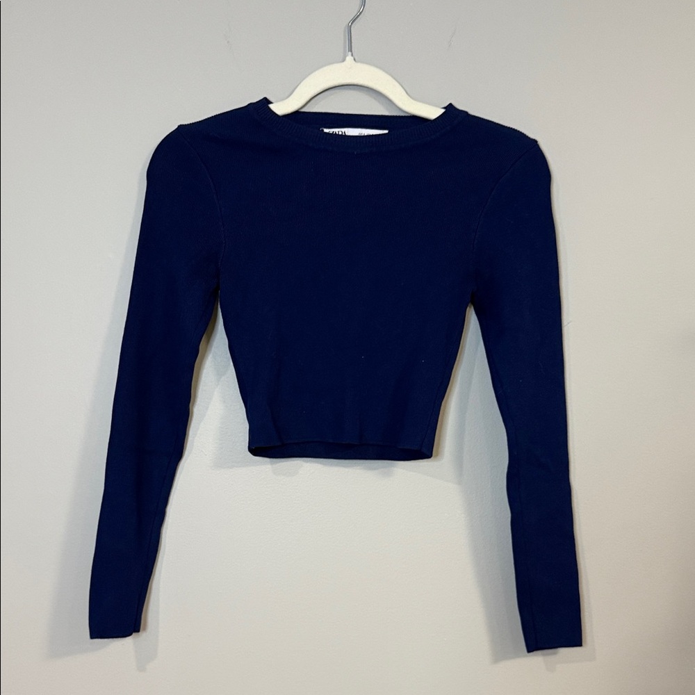 ZARA royal blue‎ thick slightly cropped long sleeve
